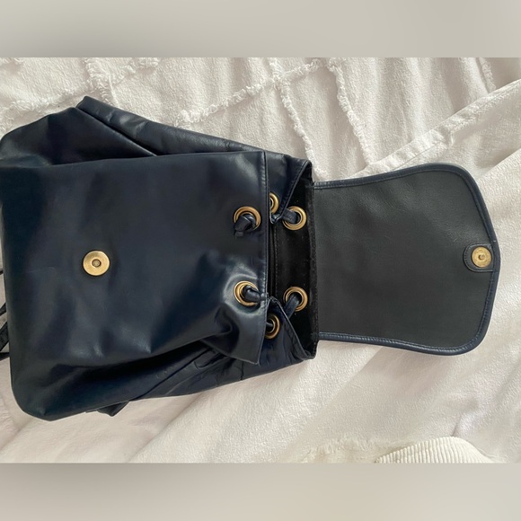 Vintage MINI blue leather backpack - Picture 3 of 3